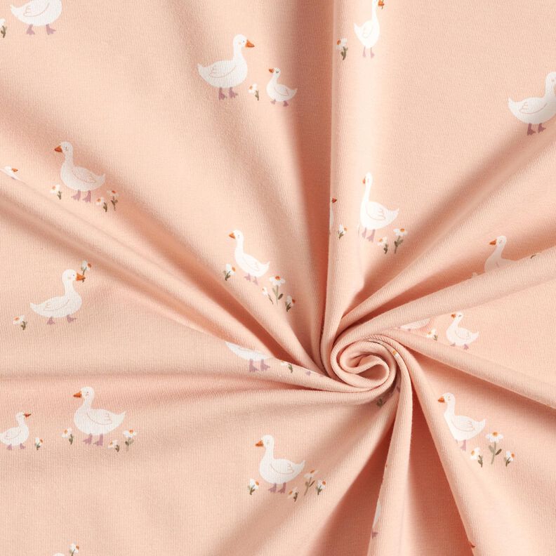Bomuldsjersey Gæs og blomster – rosé,  image number 3