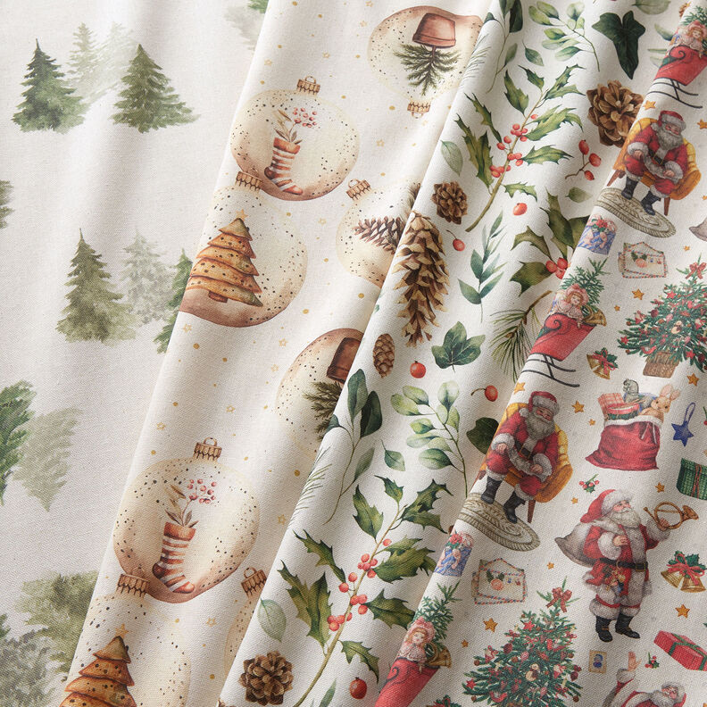 Dekorationsstof Halvpanama nostalgisk juletid – natur/rød,  image number 5