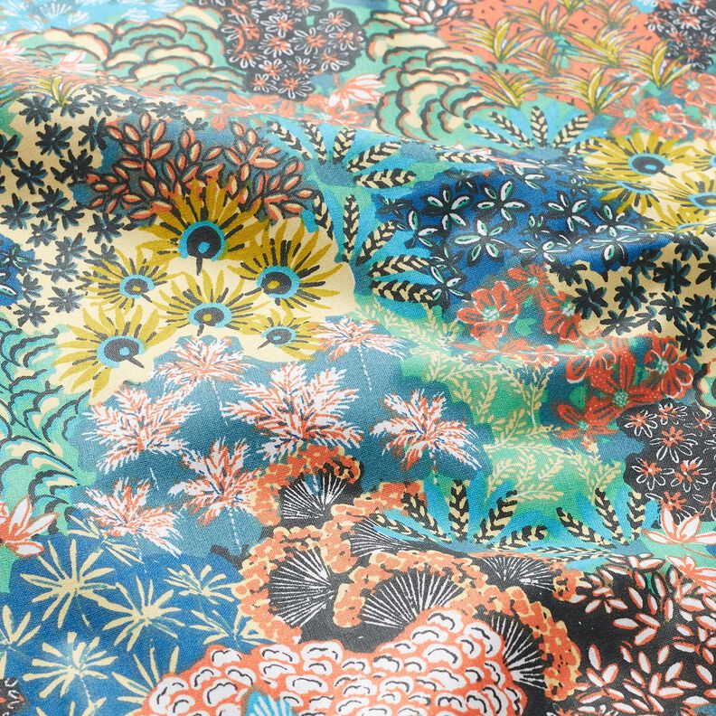 Imprægneret voksdug blomsterhav – havblå/terracotta,  image number 3