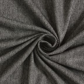 Buksestof i uld-miks, melange-striber – sort/hvid, 