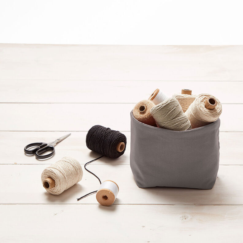 Bomuldsstof Cretonne Ensfarvet – mørkegrå,  image number 7