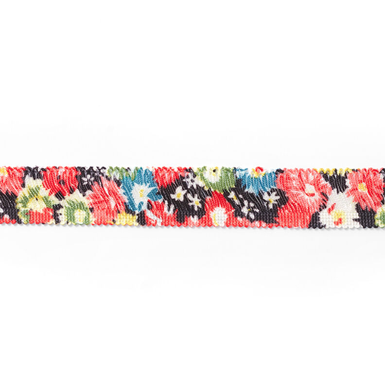 Frynsebånd Blomster [30 mm] – sort/rød,  image number 2