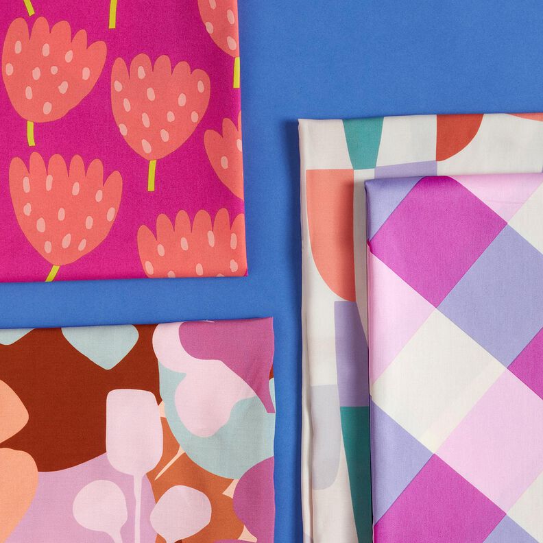 Bomuldssatin Large Gingham | Nerida Hansen – pastelviolet/uldhvid,  image number 5