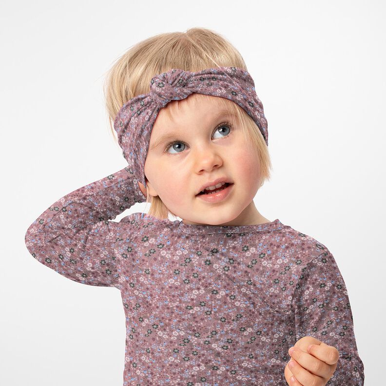 Bomuldsjersey blomsteng i skoven Digitaltryk – mørk gammelrosa,  image number 5