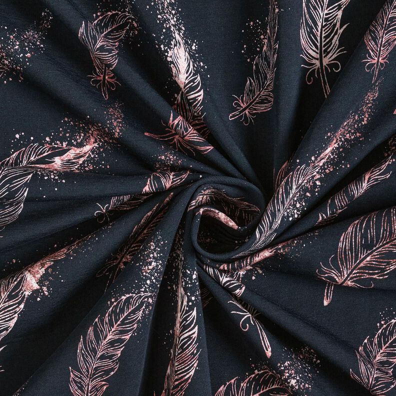 Bomuldsjersey guldfjer | Glitzerpüppi – sort-blå/mørk gammelrosa,  image number 3