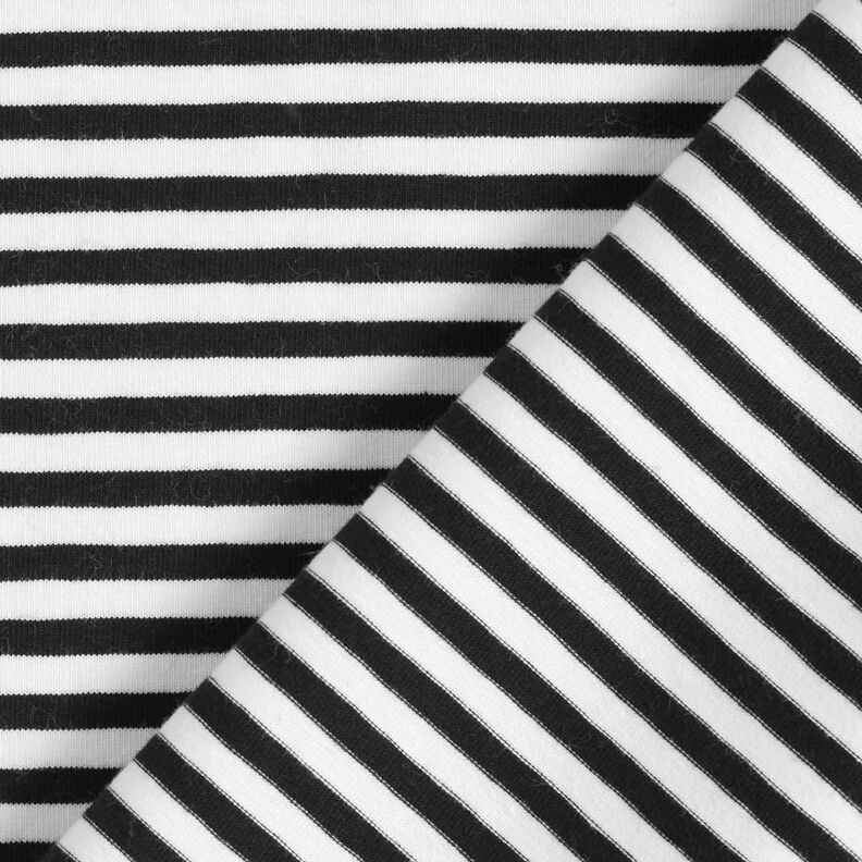 Bomuldsjersey smalle Striber – sort/hvid,  image number 4