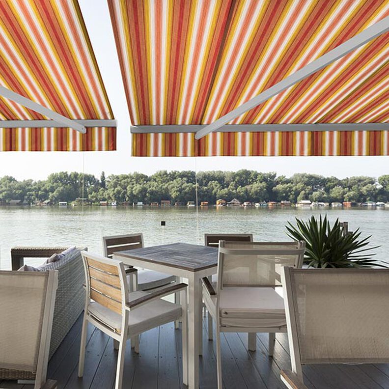 Markisestof melerede striber – terracotta/sennep,  image number 11