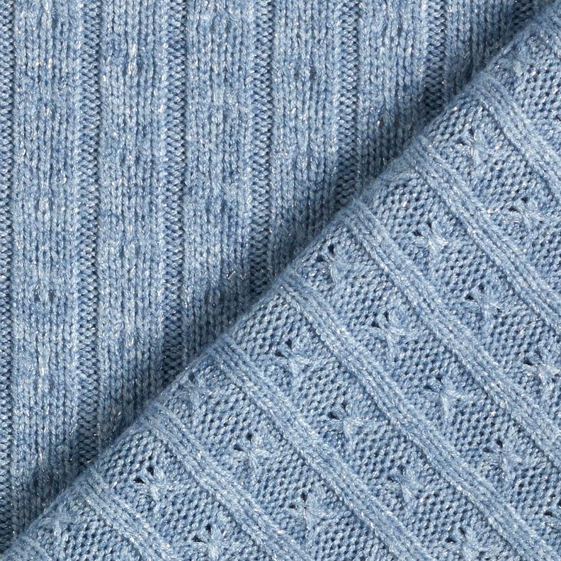 Strikstof Ajour med elegante glimmerstriber – lyseblå,  image number 4