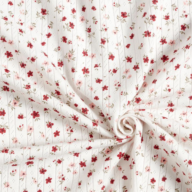 Ajour Bomuldsjersey små blomster – elfenben,  image number 3