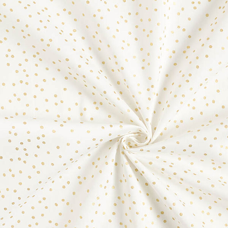Bomuldsstof Poplin fine prikker – uldhvid/guld,  image number 3