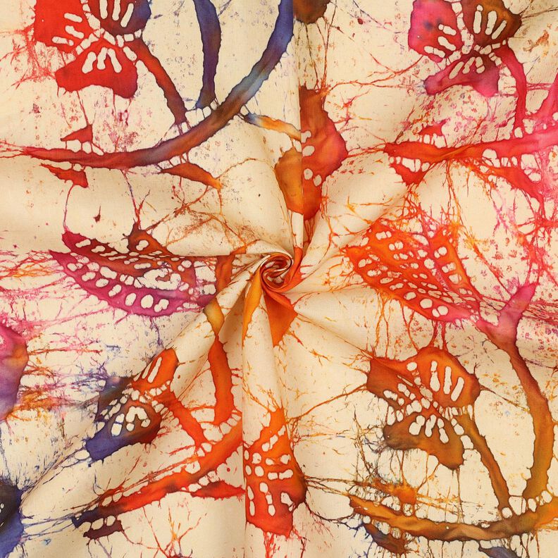 Viskosestof Batik-blade – sand/orange,  image number 3
