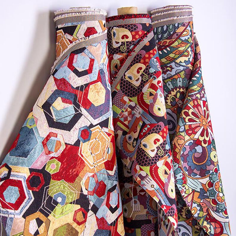 Dekorationsstof Gobelin abstrakte ansigter – sort,  image number 3