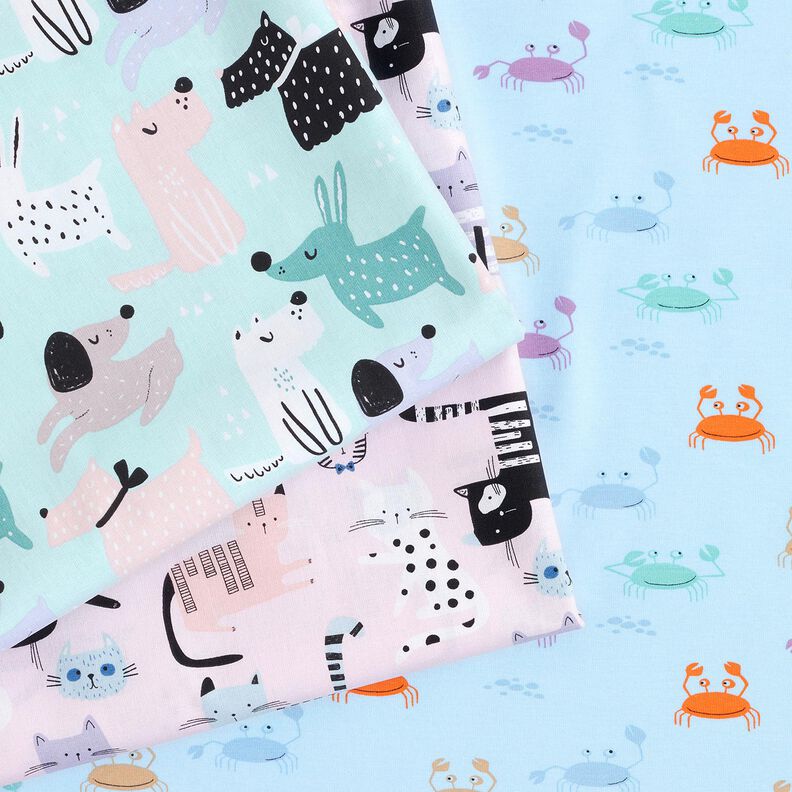 Bomuldsjersey søde krabber – babyblue,  image number 5