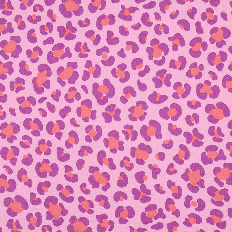 Musselin/Dobbelt-Crincle stof bunt leopardprint | Poppy Fabrics &ndash; pastelviolet/r&oslash;dlilla,  image number 1