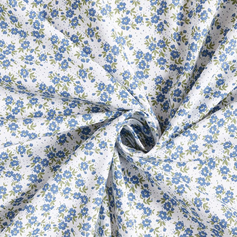 Bomuldspoplin blomsterhav – jeansblå/hvid,  image number 3