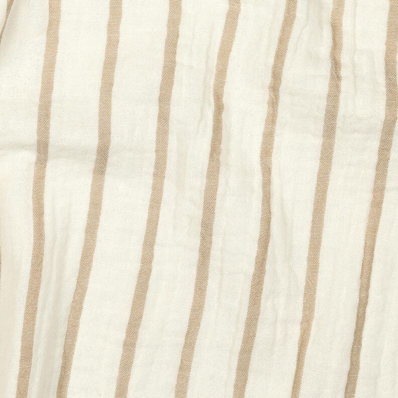 Musselin/Dobbelt-Crincle stof garnfarvede striber  | Poppy Fabrics – mandel/uldhvid,  image number 2
