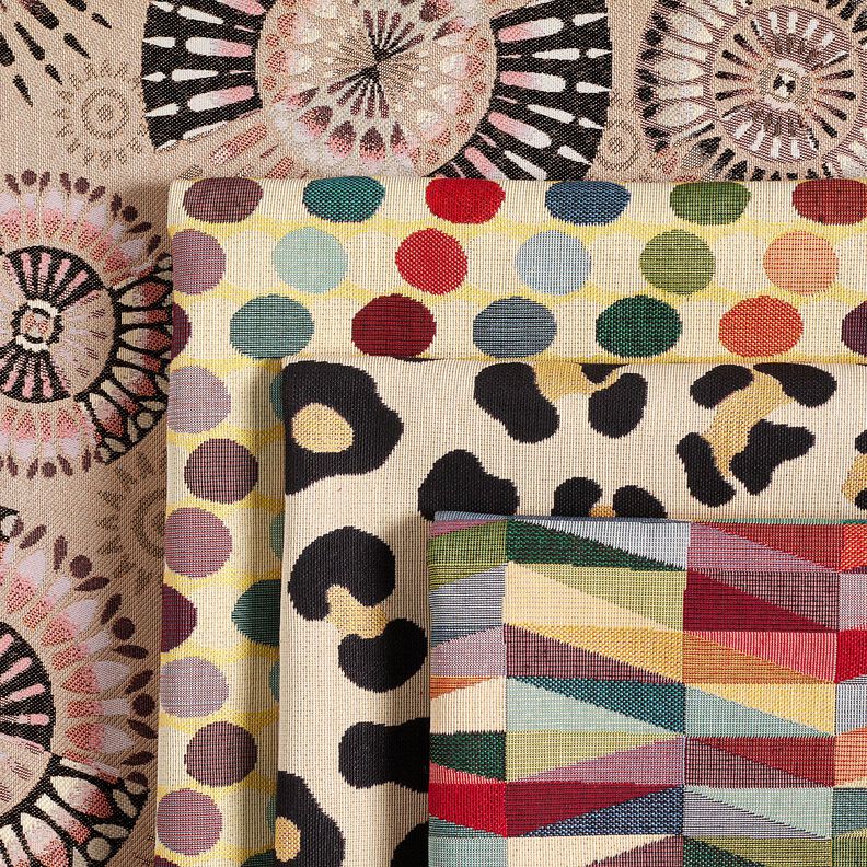 Dekorationsstof Gobelin grafisk zigzag – lysebeige/karminrød,  image number 5