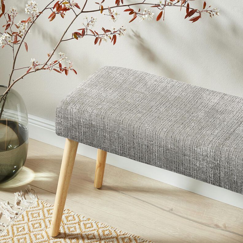 Polsterstof Chenille Ensfarvet – sølvgrå,  image number 6
