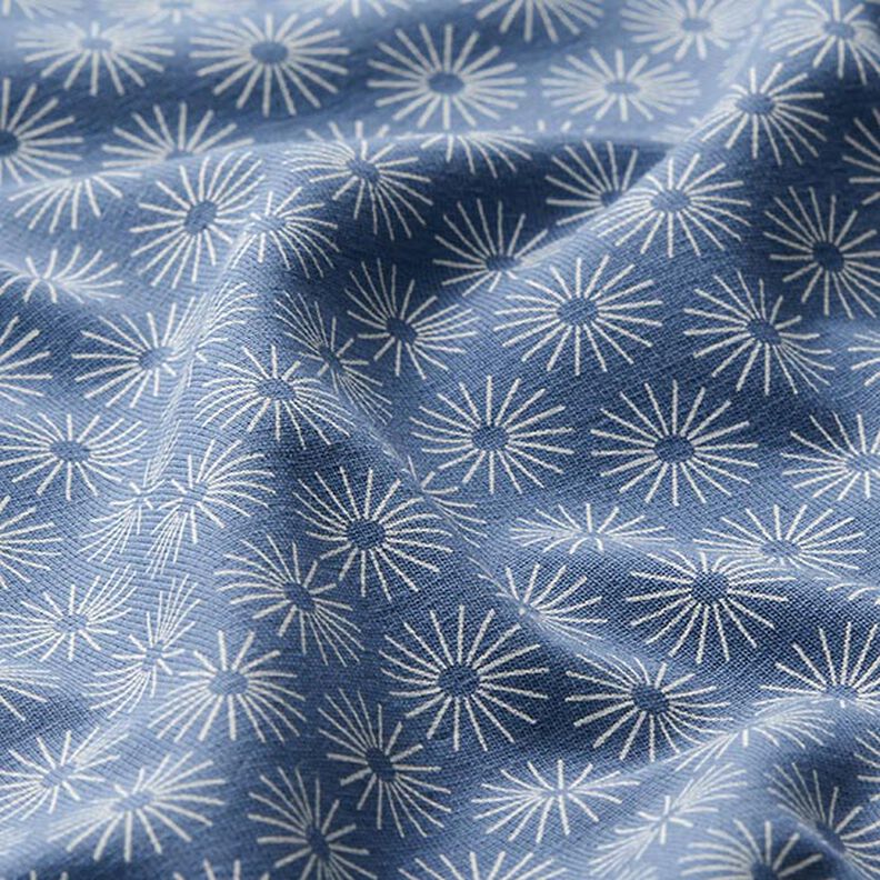 Bomuldsjersey skinne blomster – jeansblå,  image number 2