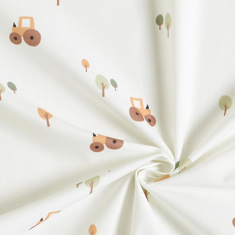 Bomuldspoplin traktor på en stor mark – elfenben,  image number 3