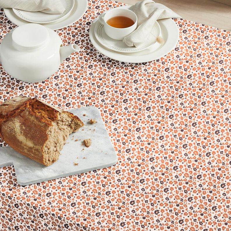 Bomuldsstof Cretonne store leopardpletter – kobberfarvet/lysebeige,  image number 5