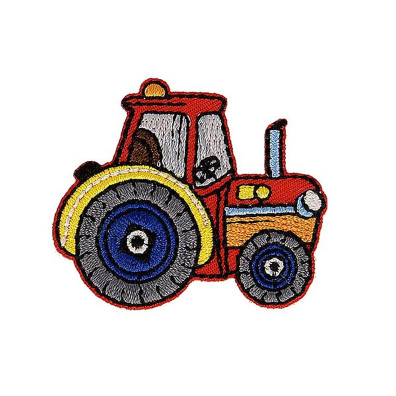 Applikation Traktor [ 4 x 4,5 cm ] – rød/grå,  image number 1