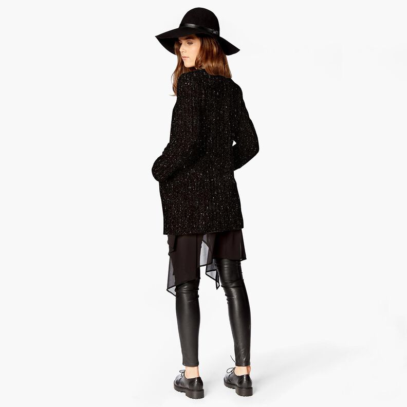 Chenille Strikjacquard glitter – sort/antik-sølv metallic,  image number 4