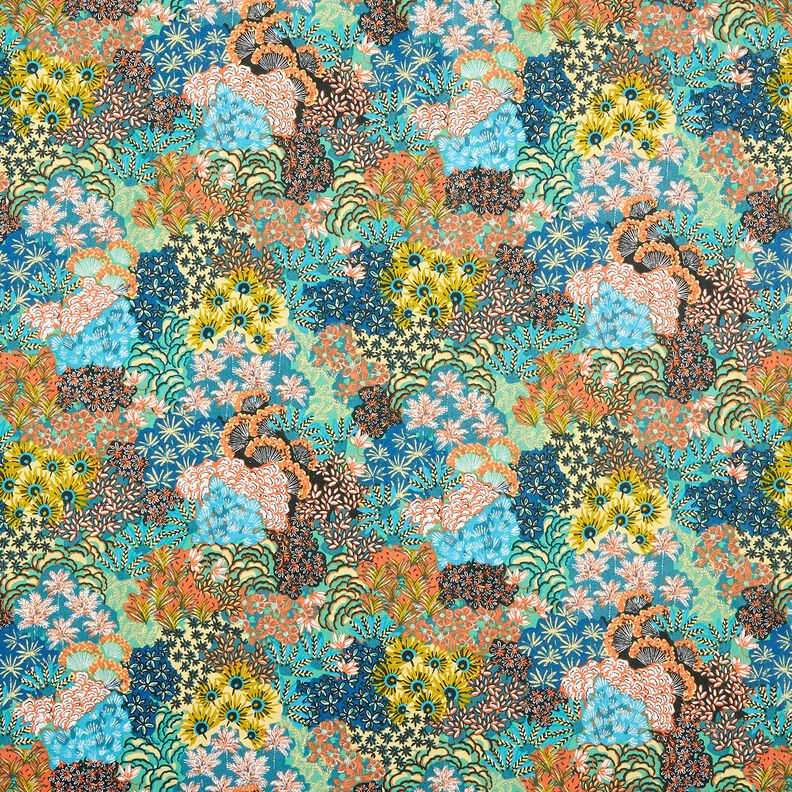 Imprægneret voksdug blomsterhav – havblå/terracotta,  image number 1