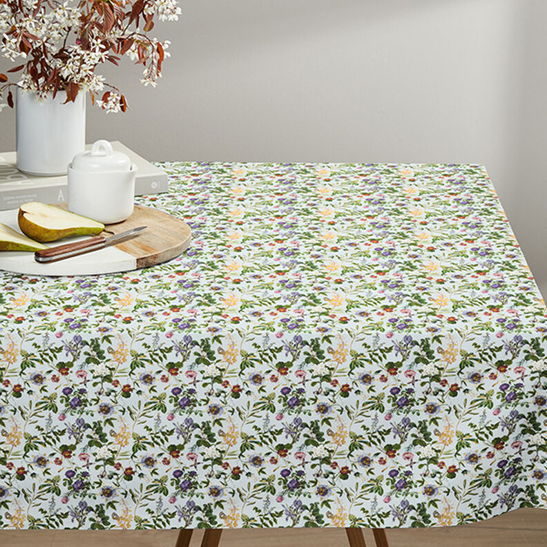 Bomuldsstof poplin blomsterpragt – lyseblå,  image number 6