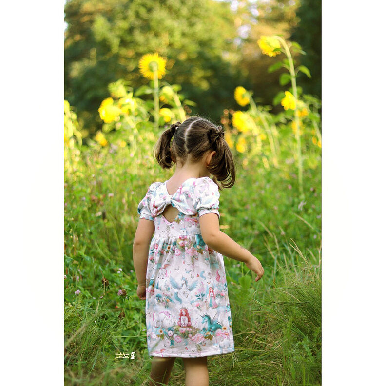 Bomuldsjersey enhjørninger Digitaltryk | by Poppy – uldhvid/eukalyptus,  image number 6