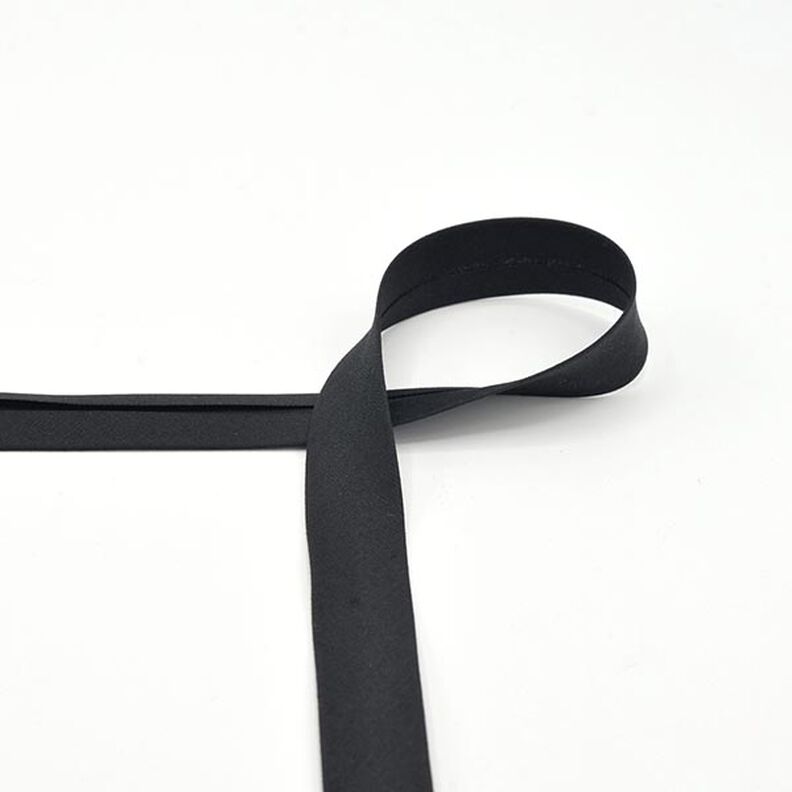 Bomulds-skråbånd Poplin [20 mm] – sort,  image number 1