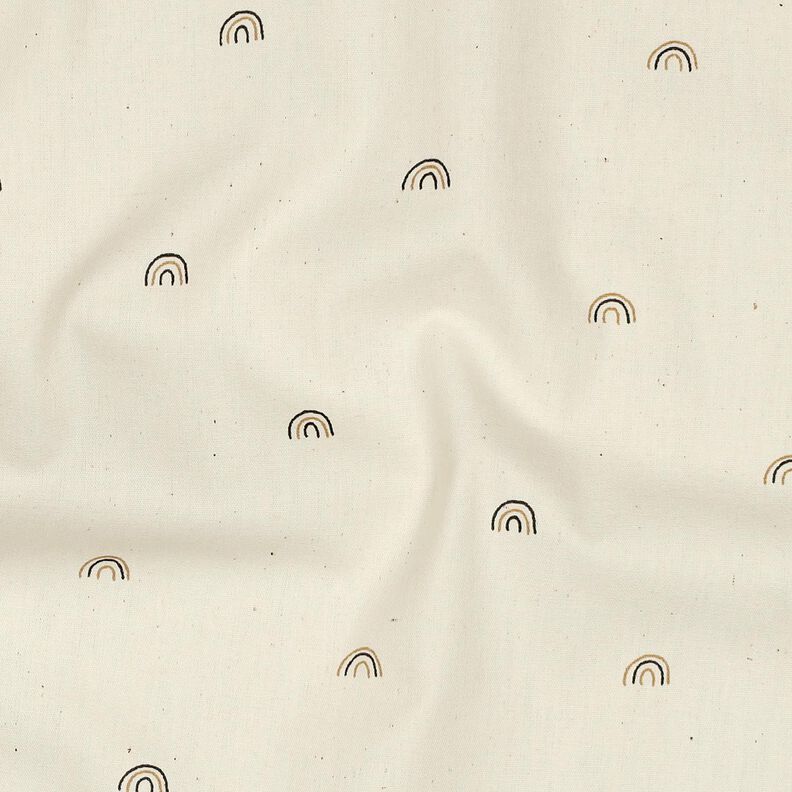 GOTS Bomuldspoplin små regnbuer | Poppy Fabrics – natur/råbrun,  image number 2