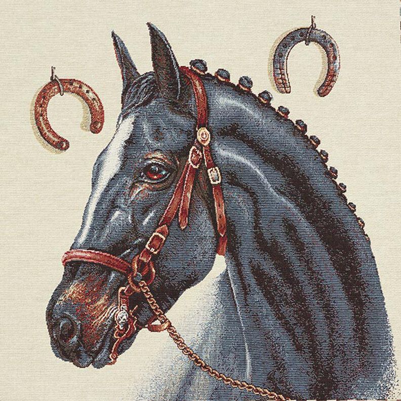 Dekorationsstof gobelinstykke Hest – beige,  image number 1