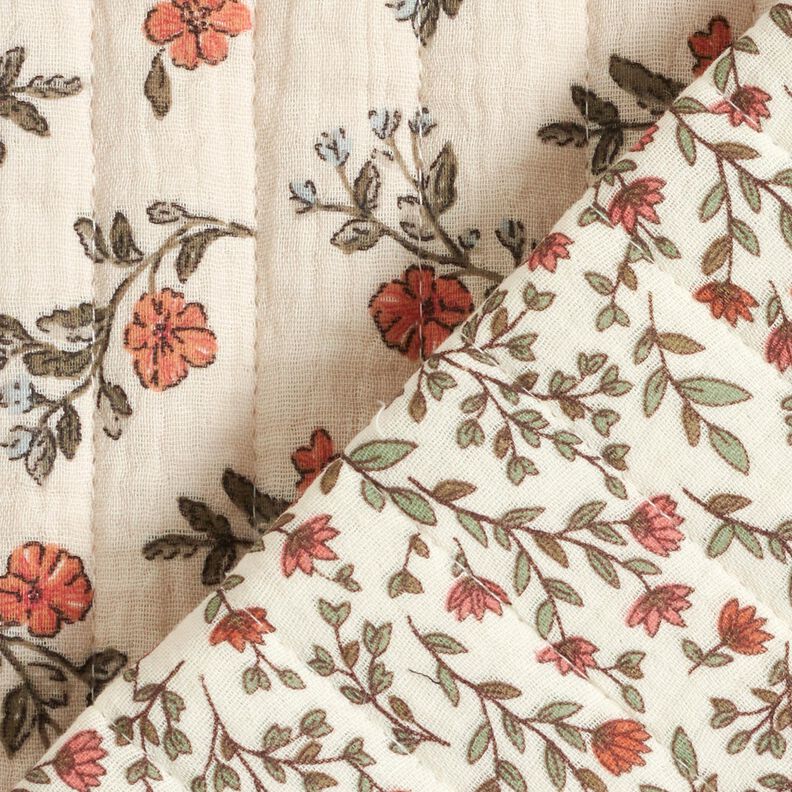 Musselin Quiltstof romantiske blomster &ndash; uldhvid/lyse b&aelig;r,  image number 6