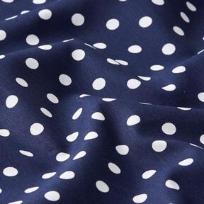 Bomuldspoplin store prikker – marineblå/hvid, 