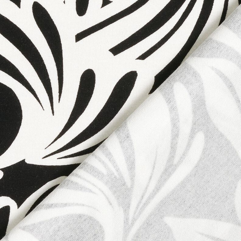 Viskosejersey abstrakte blomster – sort/elfenben,  image number 4