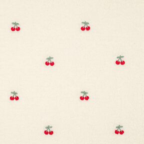Teddyplys broderede kirsebær | Poppy Fabrics – elfenben/chili, 