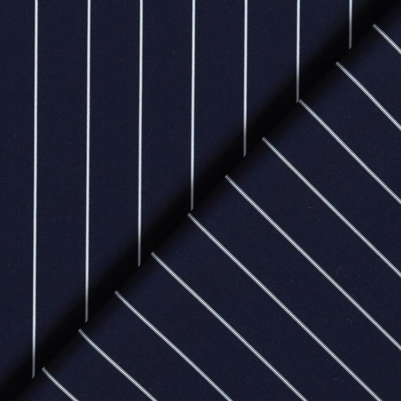 Buksestof stretch nålestriber– natblå/hvid,  image number 4