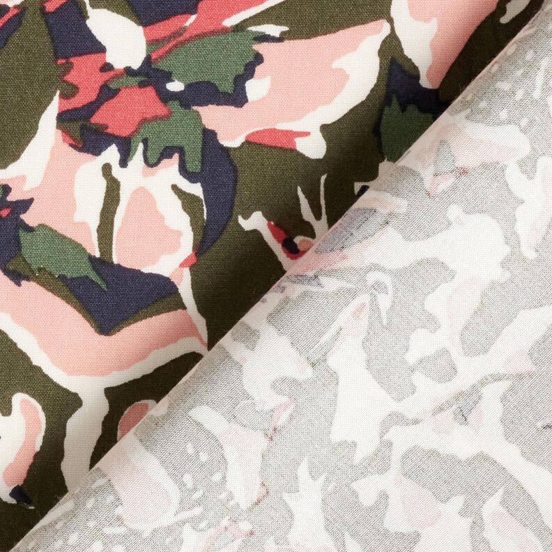 Viskosestof abstrakt blomsterhav – lyse bær/mørk fyr,  image number 4