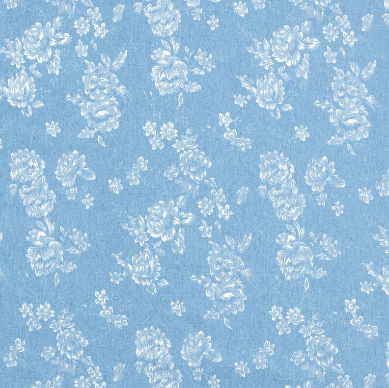 Chambray små roser – lyseblå/uldhvid,  image number 1