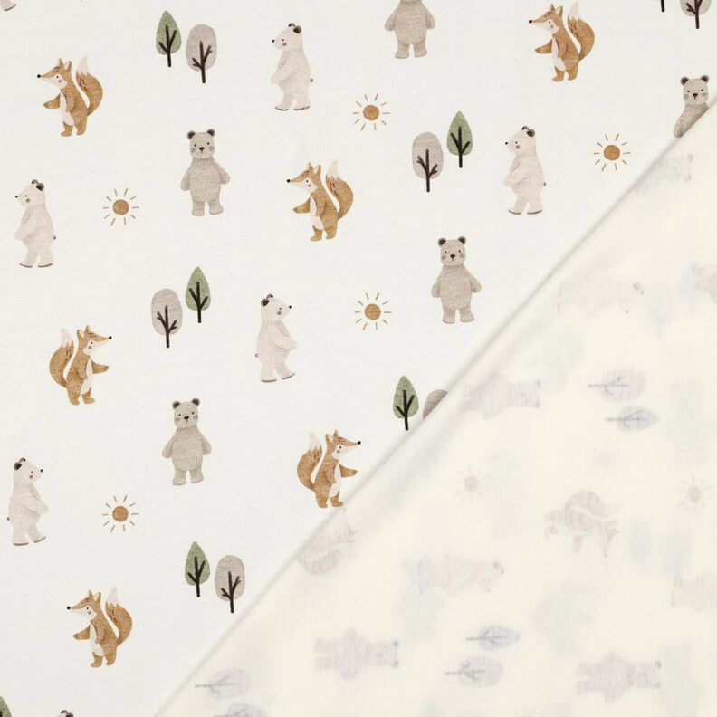Bomuldsjersey dyr i skoven Digitaltryk | Poppy Fabrics – elfenben/anemone,  image number 4