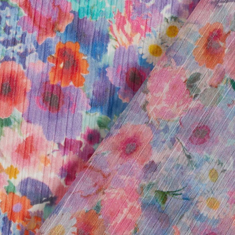 Crêpe Chiffon blomstereng – pink/blå,  image number 4