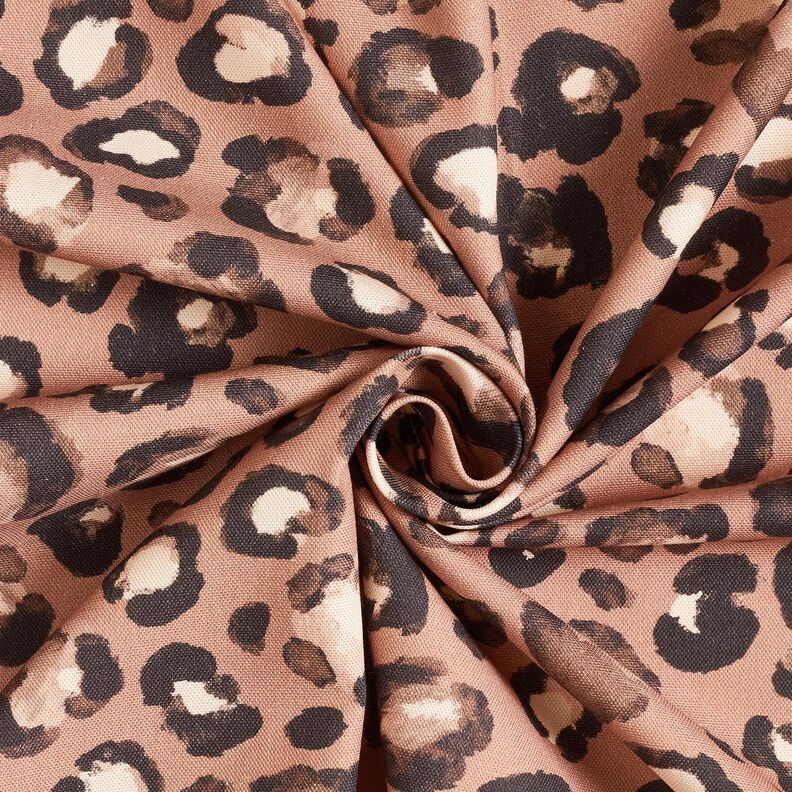 Dekorationsstof Canvas løve-polkaprikker – kanel/sort,  image number 3