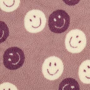 Teddyplys smileys | Poppy Fabrics – mørk gammelrosa/uldhvid, 