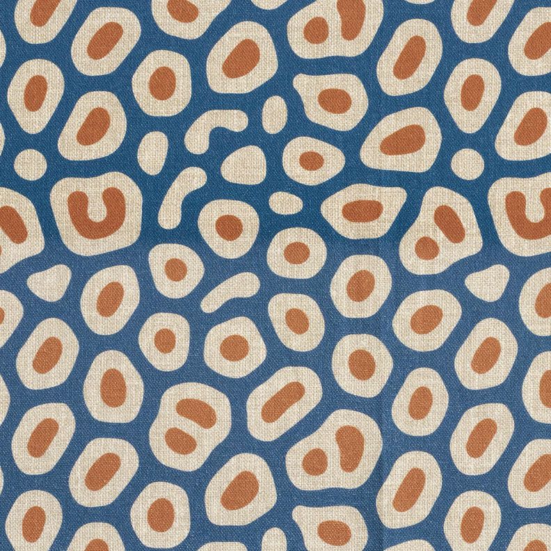 Dekorationsstof Halvpanama abstrakt leopardmønster – blå/cashew,  image number 1
