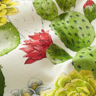 Dekorationsstof kanvas kaktusser – natur/grøn, 