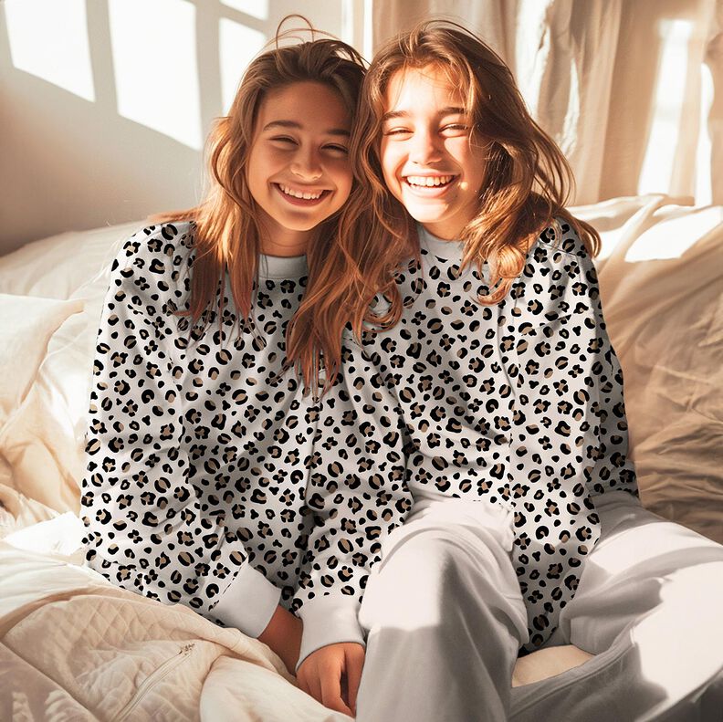 Sweatshirt lodden leopardtryk | Poppy Fabrics – creme/anemone,  image number 5