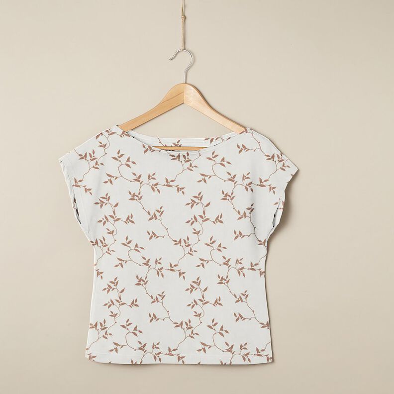 Bomuldsjersey bladranker &ndash; elfenben/lysebrun,  image number 6