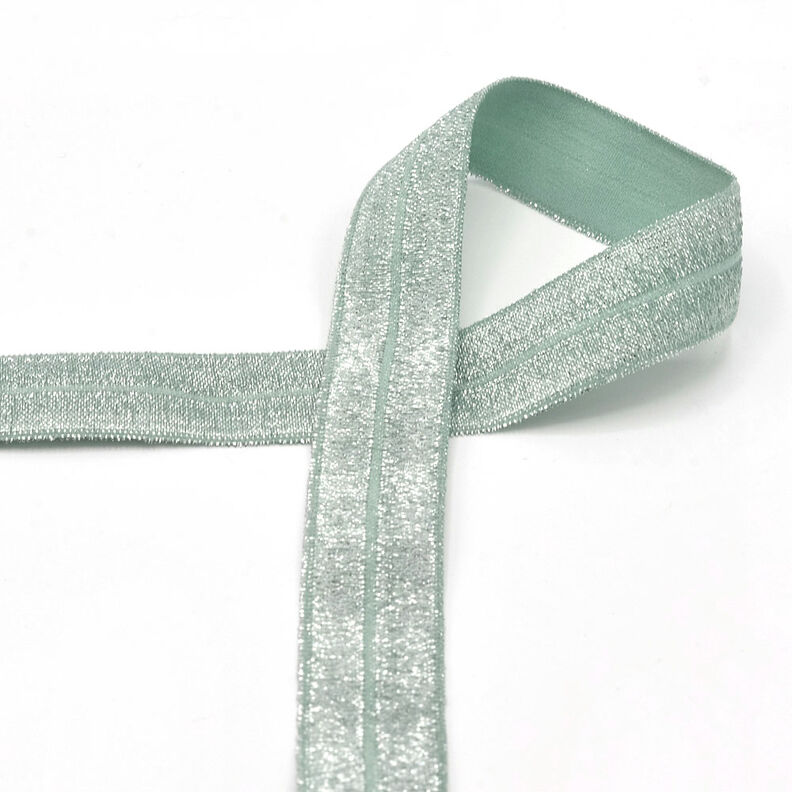 Elastisk kantbånd (skråbånd) glitter [20 mm] – mint,  image number 1
