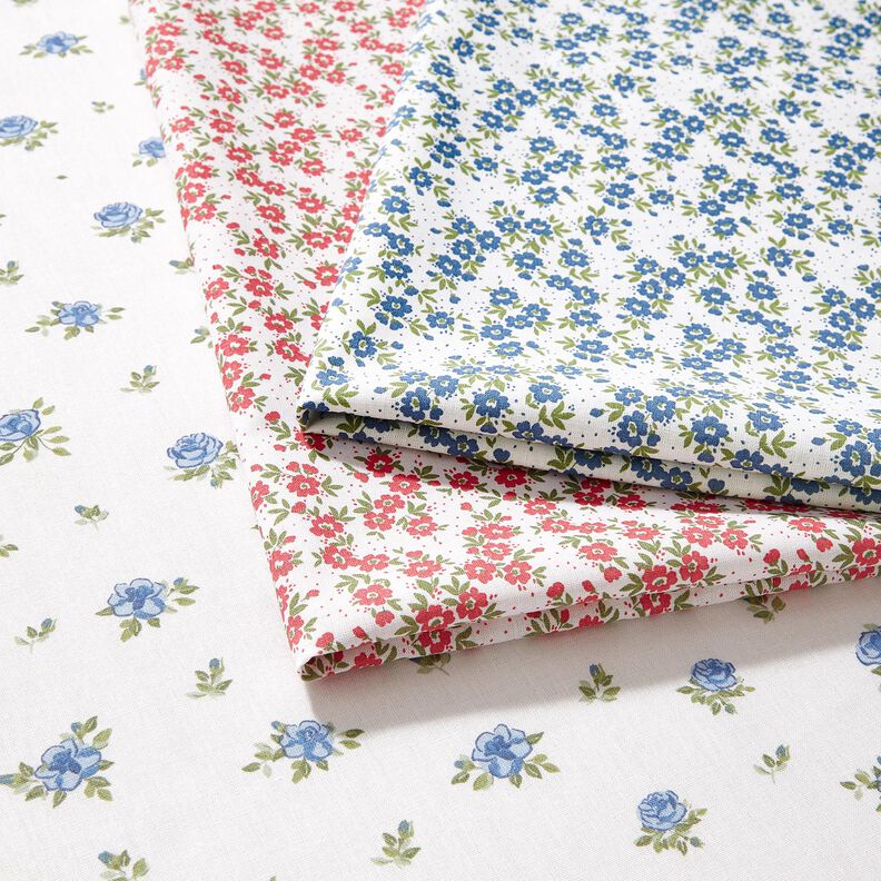 Bomuldspoplin fine roser – lyseblå/hvid,  image number 6